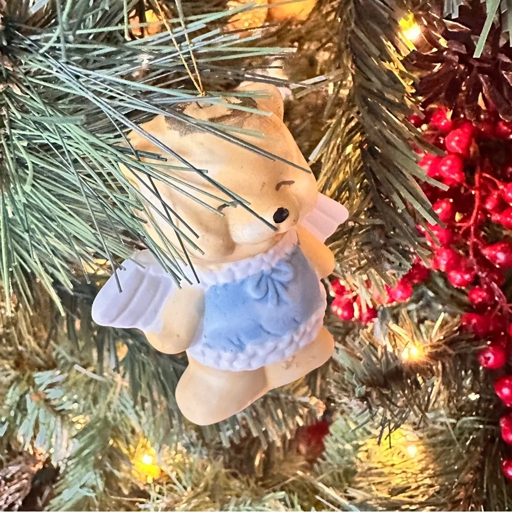 Vintage Christmas around the world Angel Bear Ornaments Set of 4